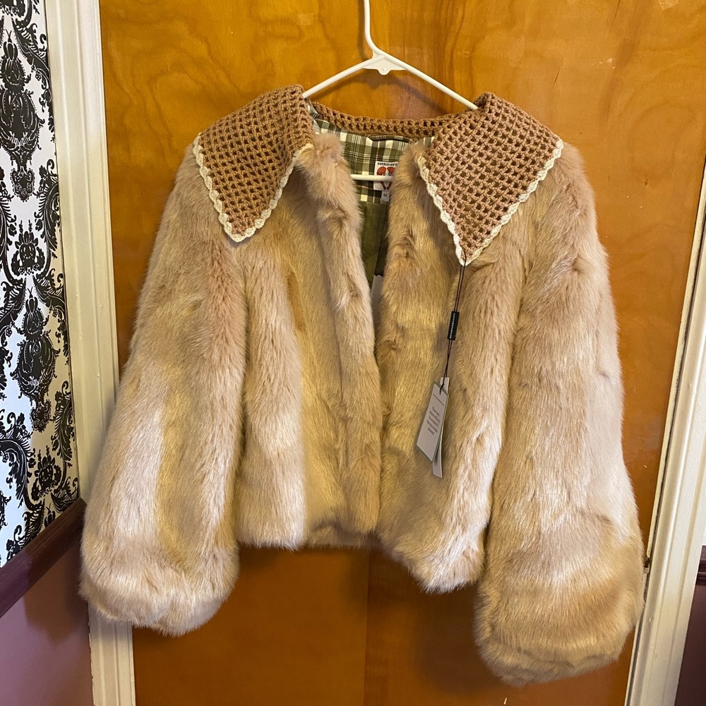 NWT Shrimps Ralph Crochet-Collar Faux Fur Jacket - Picture 10 of 11